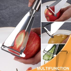 Klyuqoz Fruit Carving Knife, 2 Pack Fruit Cutter, Stainless Steel Vegetable Carving Tools, Triangular Shape DIY Carving Knives for Home Kitchen Platter Tray Decoration（Silver）