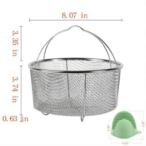 GREATLINK Mesh Steamer Basket, Stainless Steel Mesh Net Strainer Basket and Insert, Pressure Cookers and Pots,for Washing, Fry, Steam or Cook Fruits,Vegetables and Pastas (Free 2 Pcs silicone gloves)