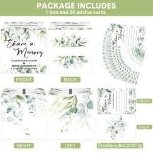 Pajean 50 Pcs Greenery Share a Memory Cards for Collections of Life, Memory Cards Box Guest Card Ideas for Funeral Graduation Wedding Bridal Shower Birthday Anniversary Retirement (Classic Style)