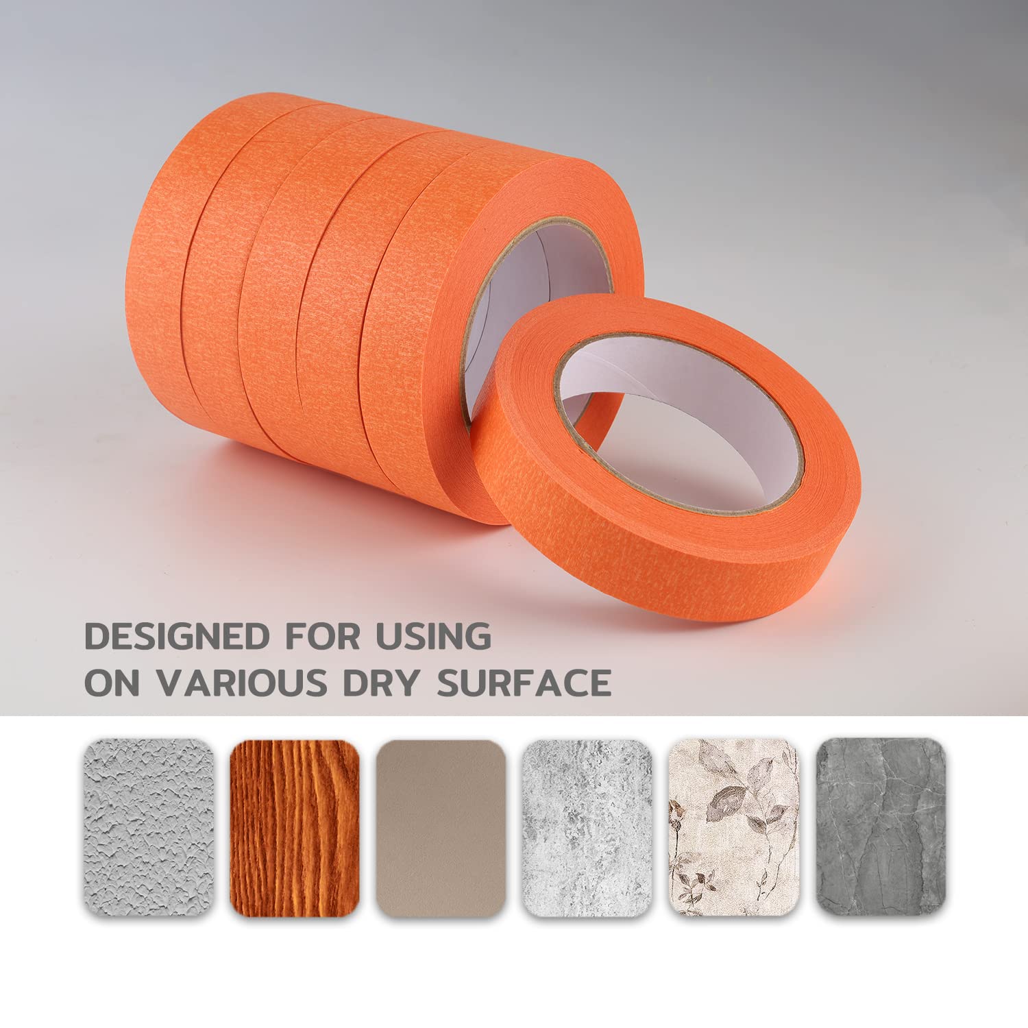 Lichamp 10 Pack Orange Painters Tape 1 inch, Medium Adhesive Orange Masking Tape Bulk Multi Pack, 1 inch x 55 Yards x 10 Rolls (550 Total Yards)