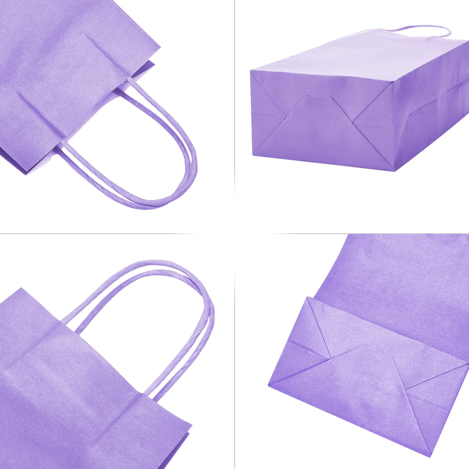 DjinnGlory 24 Pack Small Purple Lavender Paper Gift Bags with Handles 9x5.5x3.15 Inch and 24 Tissue Paper for Business Birthday Wedding Bridal Baby Shower Party Favors Goodies