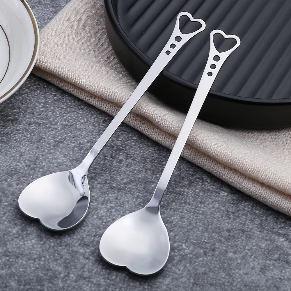 20 Pieces Heart Shaped Stainless Steel Dessert Spoons 5.7inch Coffee Spoon Teaspoon Stirring Spoon Ice Cream Spoon for Home, Restaurant Kitchen, Cafe or Bar.