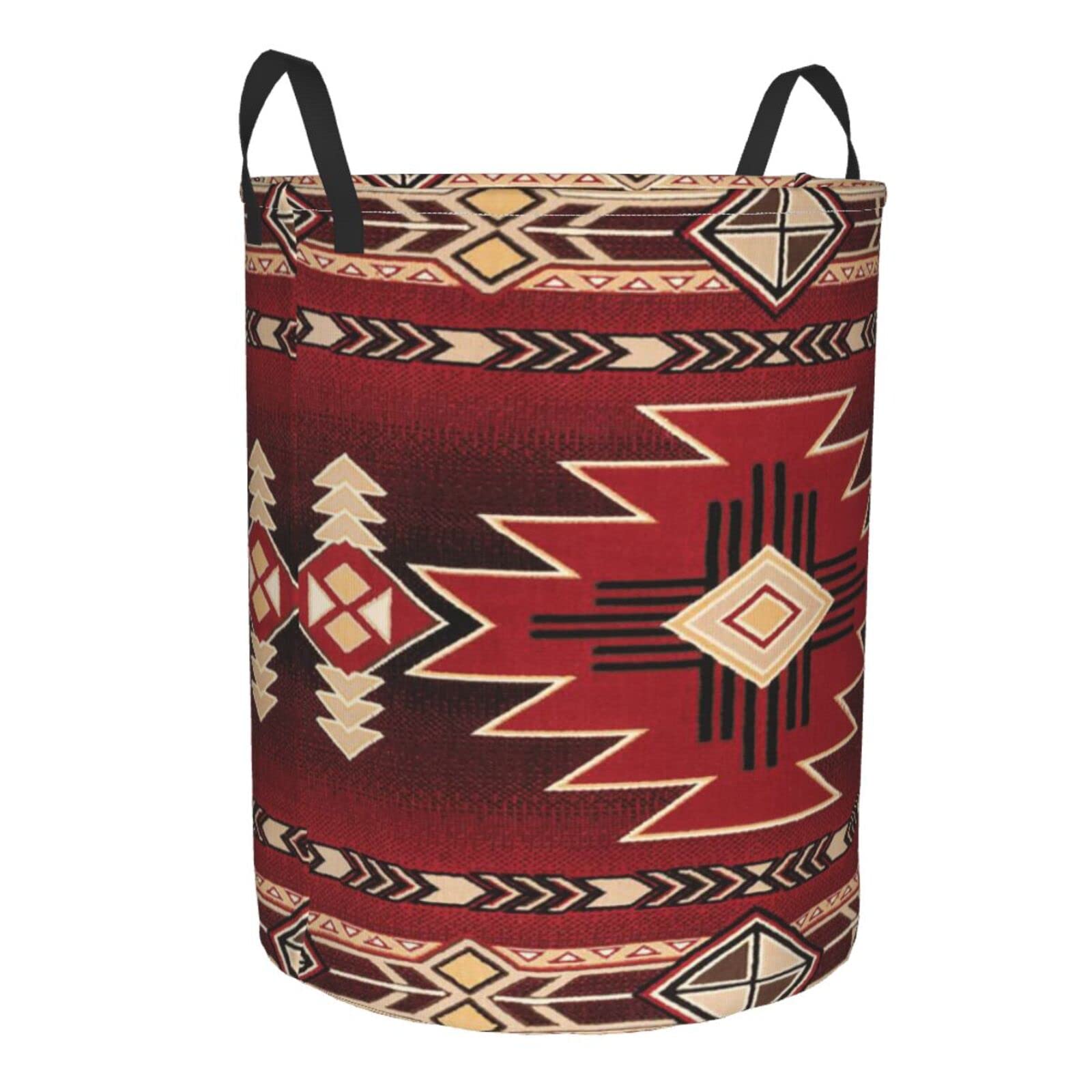 Waterproof Southwestern American Native Indian Tribal Pattern Circular Hamper Round Laundry Baskets Foldable Laundry Bags For Family/Kids/Bathroom/Bedroom/Dorm Medium