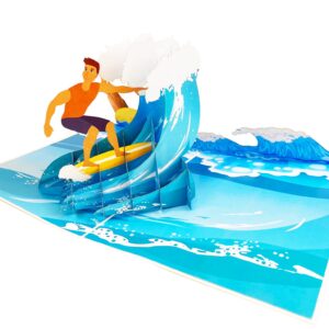 POP CARD EXPRESS Surfer Pop Up Birthday Card - Surfing, Ocean, Happy Birthday, Just Because, Special Days, Retirement, Graduation, Friendship,Anniversary Card, Unique Gifts For Men, Women