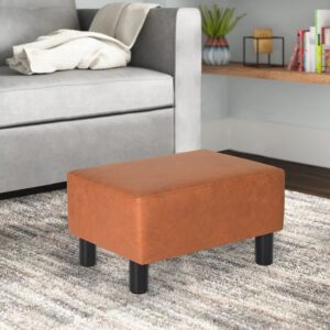 Joveco Small Footstool Ottoman Footrest Modern Rectangular Foot Stools for Living Room Bedroom (Orange)