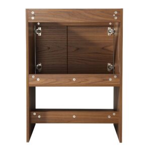 Fine Fixtures Phoenix 24 in. W x 18.5 in. D x 33.5 in. H Bathroom Vanity in Walnut with White Ceramic Sink [Full Assembly Required]