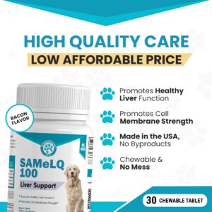 Same 100, Liver Support for Dogs, SAM e Chewable Hepatic Support for Dogs, Promotes Cell Membrane Strength, Bacon Flavor (60 Count)