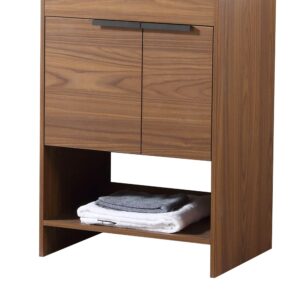 Fine Fixtures Phoenix 24 in. W x 18.5 in. D x 33.5 in. H Bathroom Vanity in Walnut with White Ceramic Sink [Full Assembly Required]