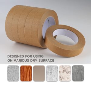 Lichamp 10 Pack Brown Painters Tape 1 inch, Medium Adhesive Brown Masking Tape Bulk Multi Pack, 1 inch x 55 Yards x 10 Rolls (550 Total Yards)