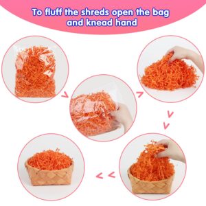 LOMIMOS 300g/10.6oz Halloween Raffia Paper Confetti Shred,Orange Black Gold Cut Paper Filler for Gift Wrapping Craft DIY Packaging Filling Party Decoration