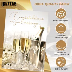 Better Office Products Wedding Congratulations Card with Metallic Gold Foil and Gold Shimmer Envelope, Classic 5 x 7 Inch Size, Heavy Cardstock, High Gloss Finish