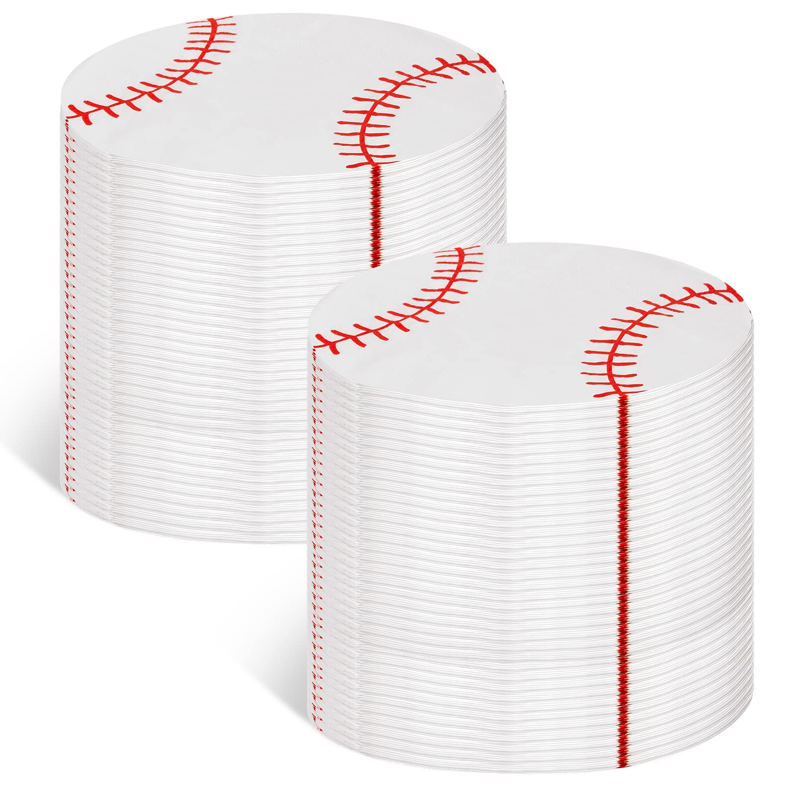 100 Sheets Baseball Napkins Paper Baseball Party Decorations Round Baseball Themed Party Supplies for Baby Shower Birthday Party Sports Themed Party Supplies 6.5 x 6.5 Inch