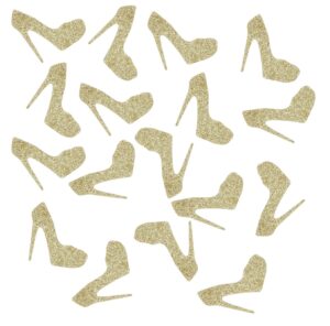 100 counts high heel glitter paper cutouts confetti for bachelorette party decorations wedding bridal shower table scatter - gold