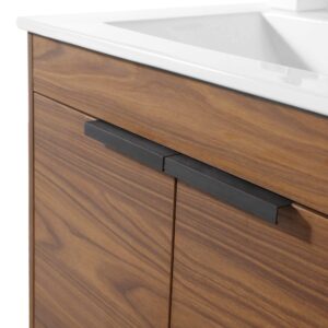 Fine Fixtures Phoenix 24 in. W x 18.5 in. D x 33.5 in. H Bathroom Vanity in Walnut with White Ceramic Sink [Full Assembly Required]