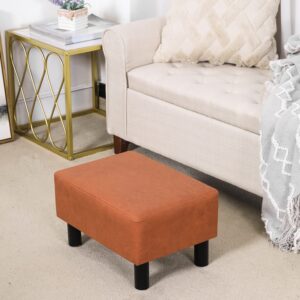 Joveco Small Footstool Ottoman Footrest Modern Rectangular Foot Stools for Living Room Bedroom (Orange)