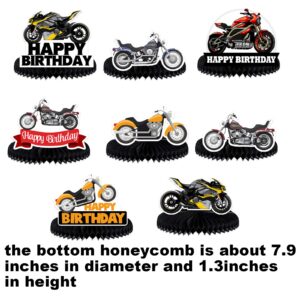 Motorcycle Motorbike Happy Birthday Honeycomb Centerpieces Extreme Soprts Racing Motocross Dirt Bike Theme Decor for Motorcycle Rider Man Boys Teen 1st Birthday Party Baby Shower Supplies Decorations