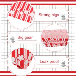 Potchen 300 Pcs Paper Popcorn Bags 2 oz Grease Resistant Individual Servings Tear Holders Red and White Container for Carnival Movie Party Supply, 5.5 x 11.2 Inch