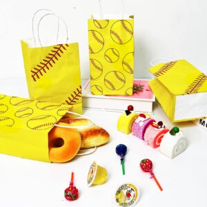 gisgfim 16 Pcs Softball Party Treat Bags Favor Softball Goodie Treat Bags Softball Present Bags Kraft for Sport Softball Theme Birthday Party Decorations Supplies