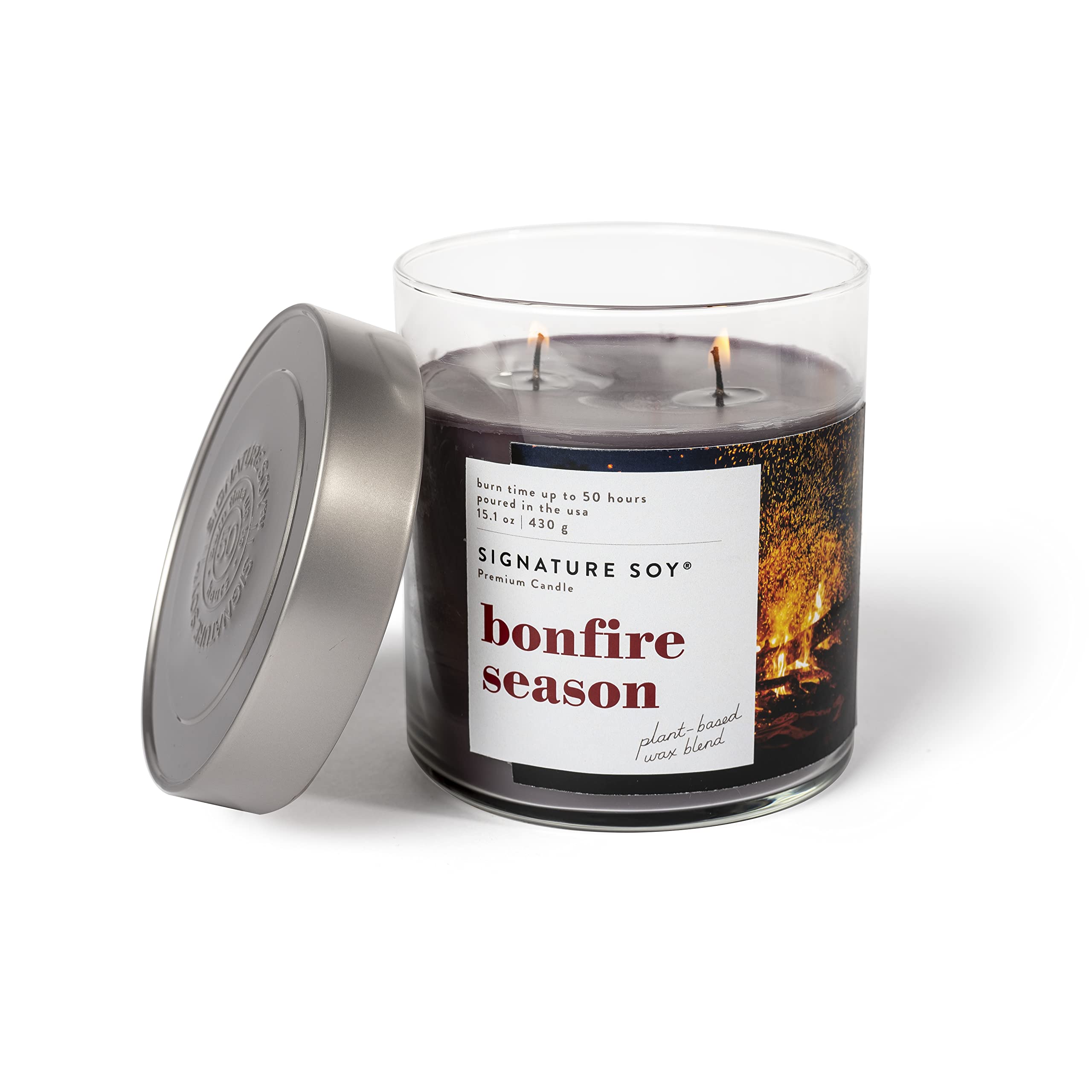 Signature Soy Lidded Bonfire Season Scented Candle, Large Jar