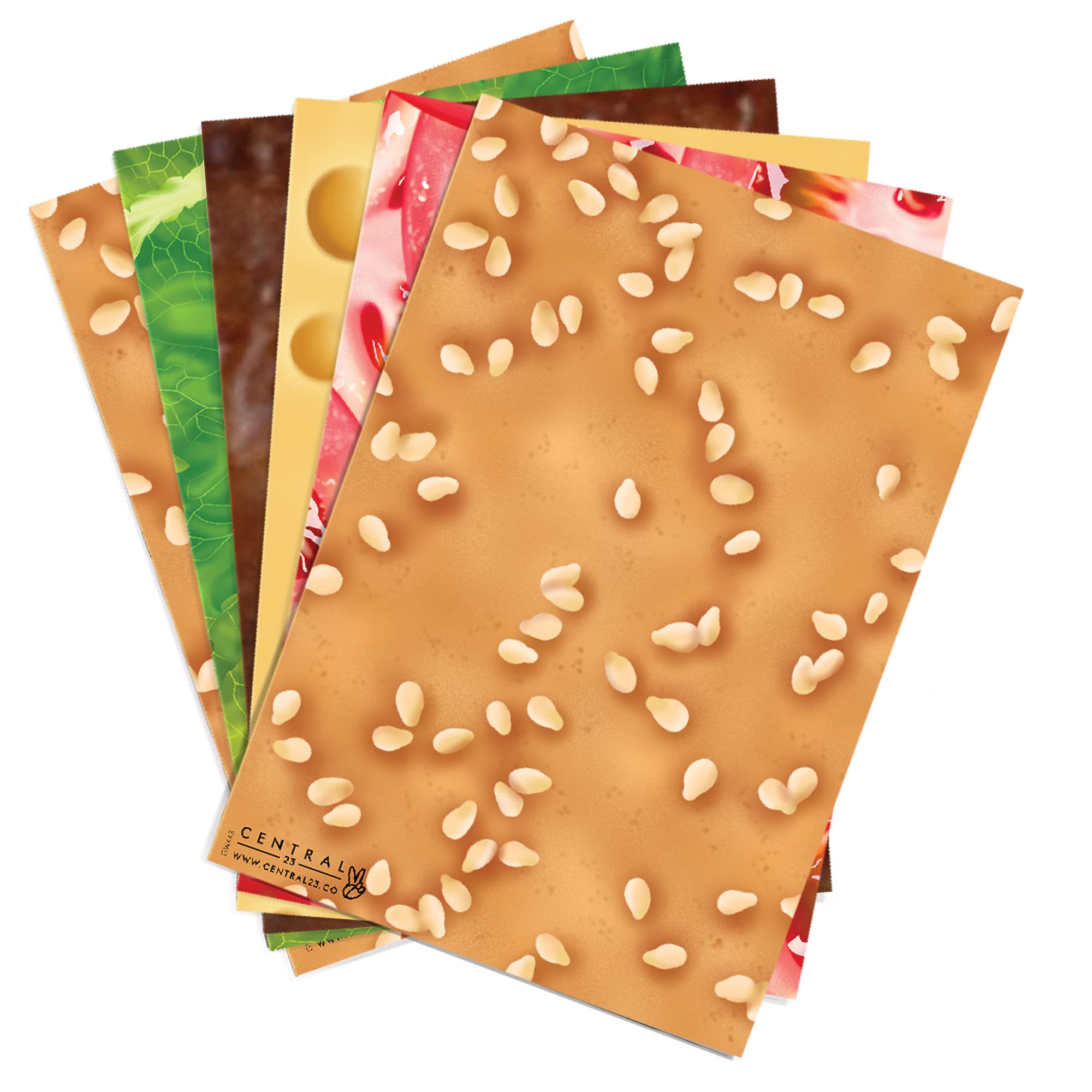 CENTRAL 23 Burger Wrapping Paper Set - 6 Sheets of Gift Wrap - Funny Wrapping Paper Sheets - Hamburger - Fast Food - Comes With Fun Stickers - Made in the UK