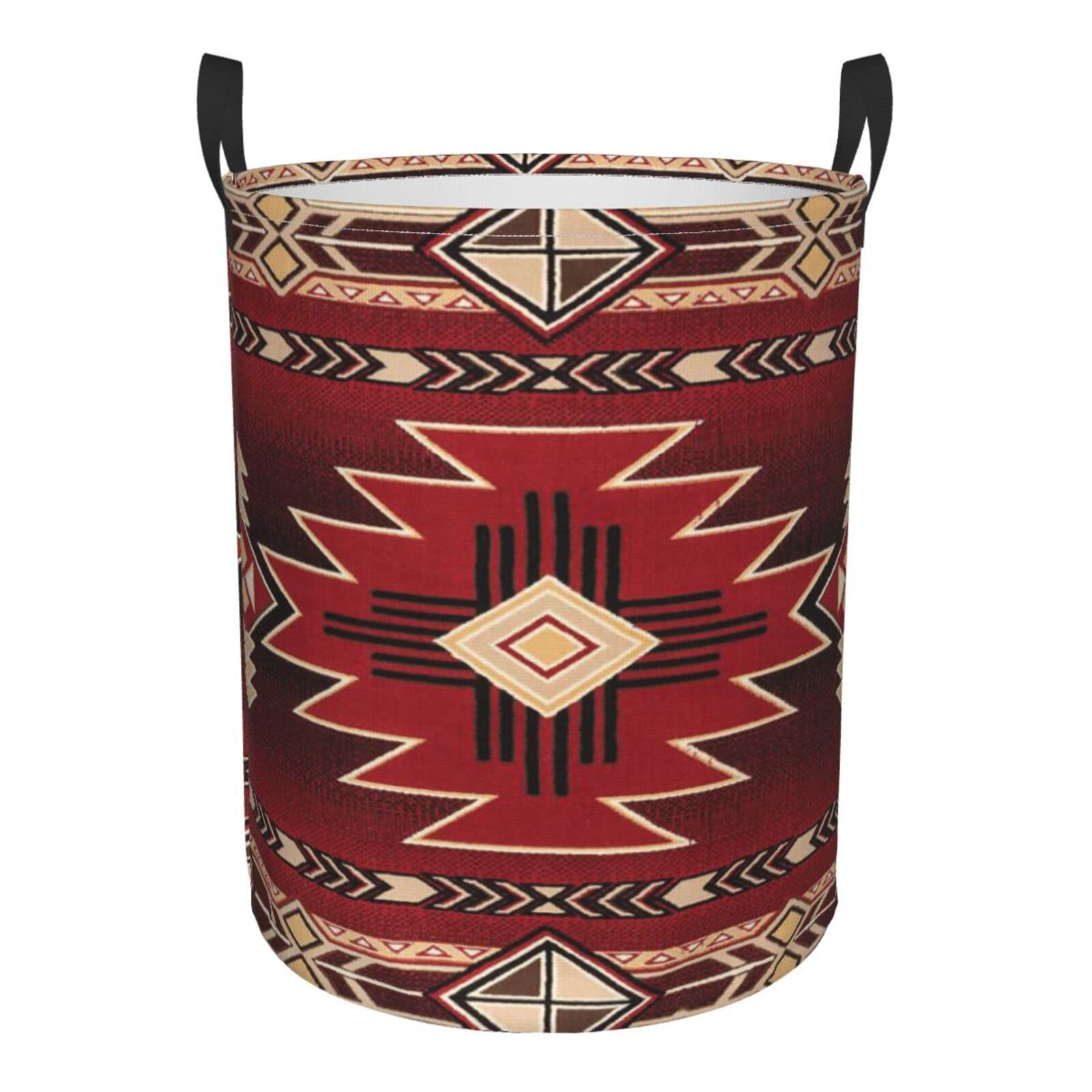 Waterproof Southwestern American Native Indian Tribal Pattern Circular Hamper Round Laundry Baskets Foldable Laundry Bags For Family/Kids/Bathroom/Bedroom/Dorm Medium