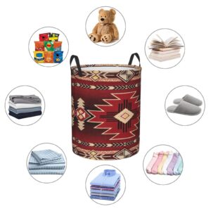 Waterproof Southwestern American Native Indian Tribal Pattern Circular Hamper Round Laundry Baskets Foldable Laundry Bags For Family/Kids/Bathroom/Bedroom/Dorm Medium