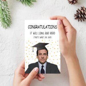 OJsensai Happy Graduation Card for Him Her, Congratulations Graduate, Michael Scott Card for Classmates, Funny Gifts for Graduate