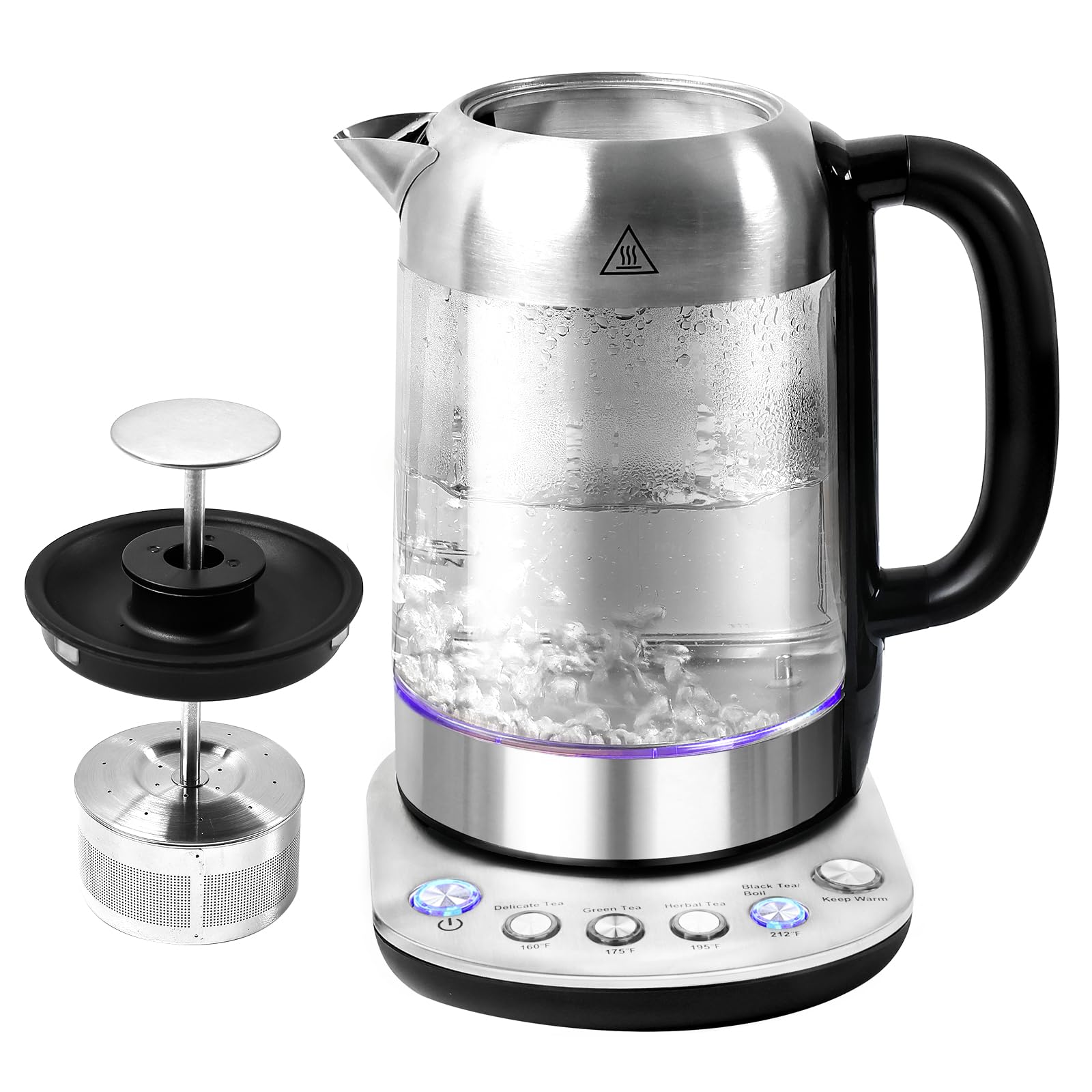 Davivy Smart Electric Kettle with Temperature Control & Tea Infuser - 1500W Quick Boil, Keep Warm Function, Dry-Boil Protection - 1.7L Borosilicate Glass Water Boiler & Tea Maker