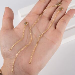 Gold Necklace Extenders,14K Gold Chain Extenders with Lobster Clasp, Durable Plated Solid Brass Necklace Bracelet Anklet Extension Chains(2 4 6 Inches, 3PCS)