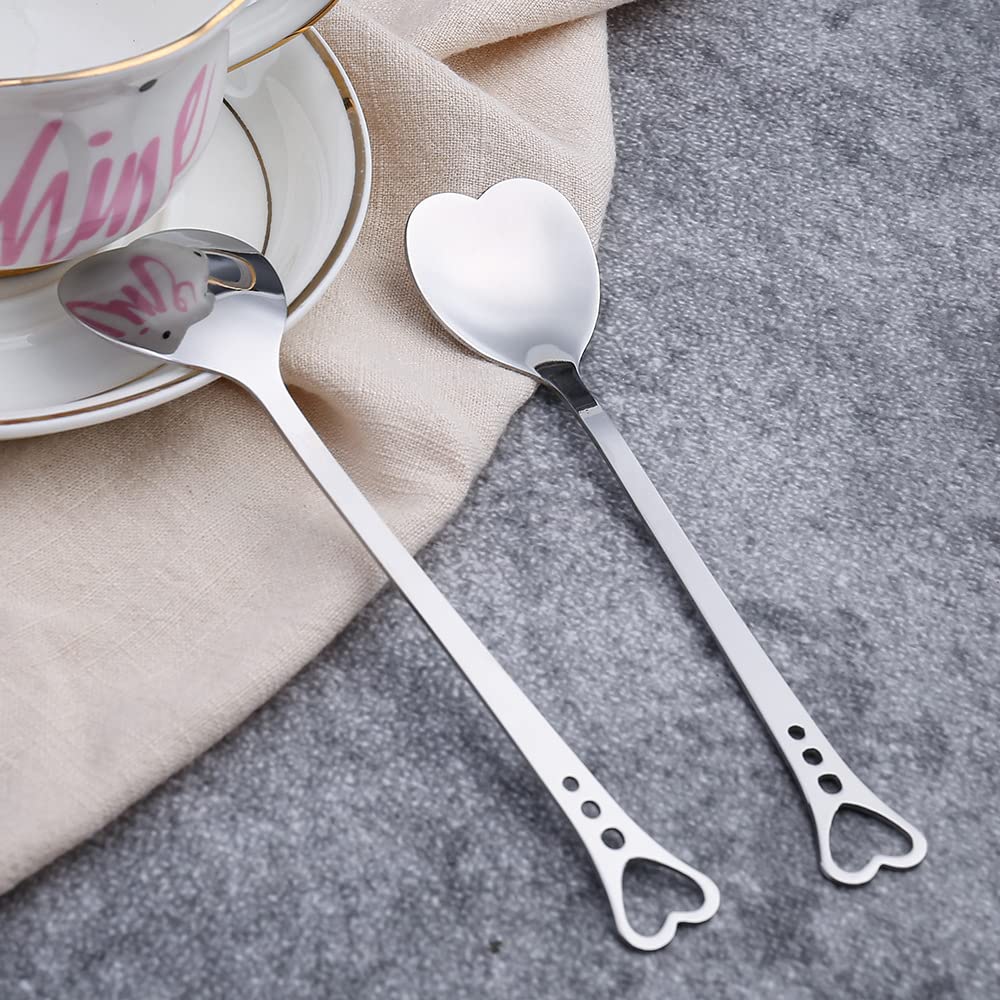 20 Pieces Heart Shaped Stainless Steel Dessert Spoons 5.7inch Coffee Spoon Teaspoon Stirring Spoon Ice Cream Spoon for Home, Restaurant Kitchen, Cafe or Bar.