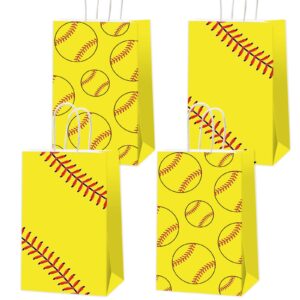 gisgfim 16 pcs softball party treat bags favor softball goodie treat bags softball present bags kraft for sport softball theme birthday party decorations supplies