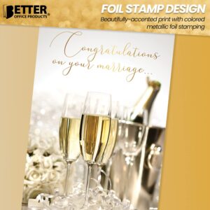 Better Office Products Wedding Congratulations Card with Metallic Gold Foil and Gold Shimmer Envelope, Classic 5 x 7 Inch Size, Heavy Cardstock, High Gloss Finish