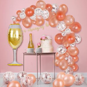 Ultimate Rose Gold Bachelorette Party Decorations Set - Including Bride to Be Sash, Veil, Confetti Balloons, Banner, Fringe Curtain