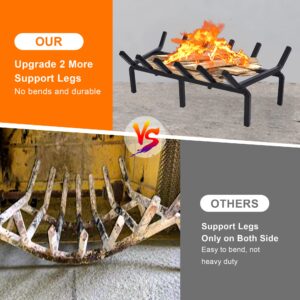 TwentyNext Fireplace Grate 20 Inch Heavy Duty Solid Steel Fire Grate Wood Log Rack Stove Firewood Holder for Indoor Hearth Outdoor Fire Pit Chimney Hearth Kindling Tool Fire Pit