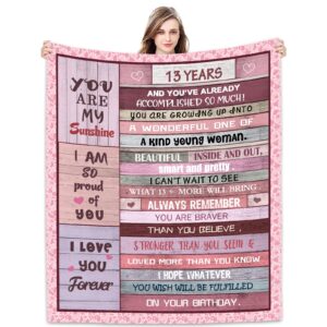 joyloce sweet 13th birthday gifts for girls blanket 60"x50", sweet 13 gifts for girls - best 13th birthday gift ideas - funny gift for 13-year-old girl - 13th bday party decorations for women blankets