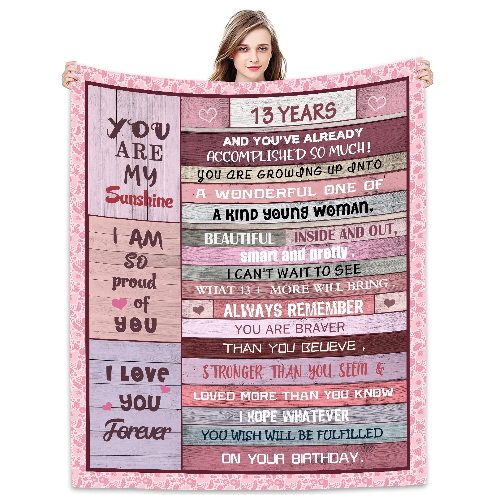 Joyloce Sweet 13th Birthday Gifts for Girls Blanket 60"x50", Sweet 13 Gifts for Girls - Best 13th Birthday Gift Ideas - Funny Gift for 13-Year-Old Girl - 13th Bday Party Decorations for Women Blankets