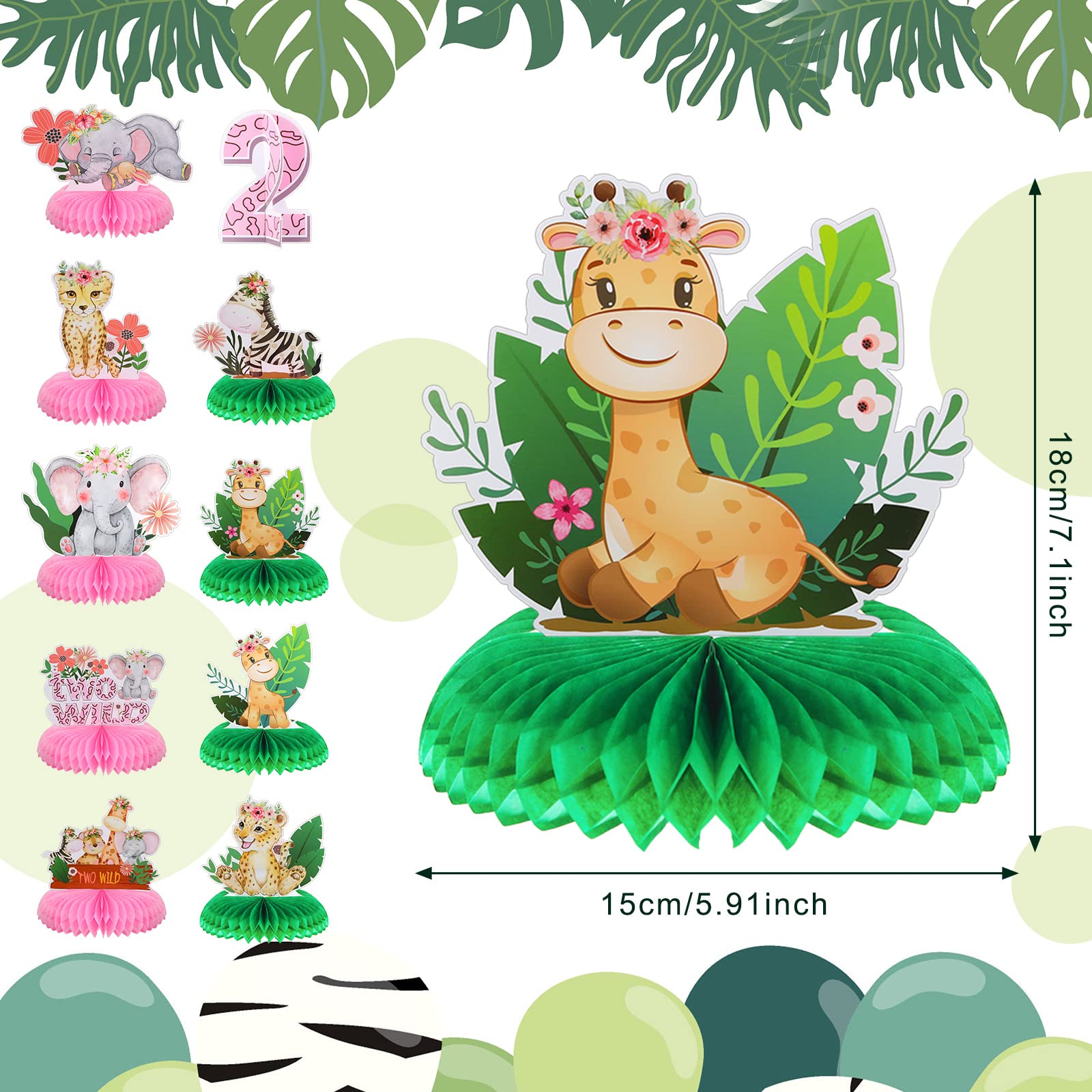 10 Pcs Two Wild Birthday Party Decorations Safari Table Centerpiece Jungle 2nd Animals Safari Centerpieces for Tables Animals 3D Table Decor for Boy Girl Safari Birthday Baby Shower Party Supplies