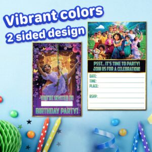 Set of 20 Encanto -Themed Happy Birthday Invitation Cards & Envelopes - Lightweight (240g), Postcard Style Invites for the Perfect Party Pack