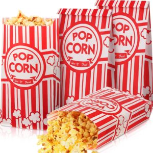 potchen 300 pcs paper popcorn bags 2 oz grease resistant individual servings tear holders red and white container for carnival movie party supply, 5.5 x 11.2 inch