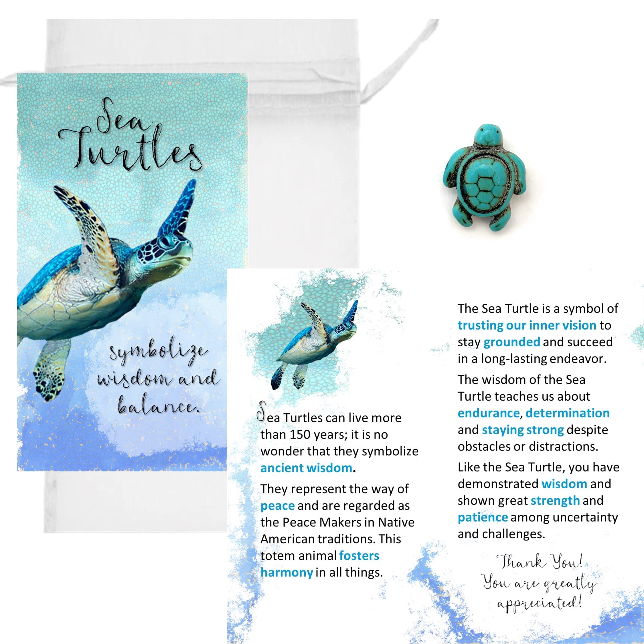 Smiling Wisdom - 20 Bulk Gift Sets - Employee Mini Appreciation Greeting Cards and Keepsake Gift Sets - 60 Pcs - Turquoise Sea Turtles