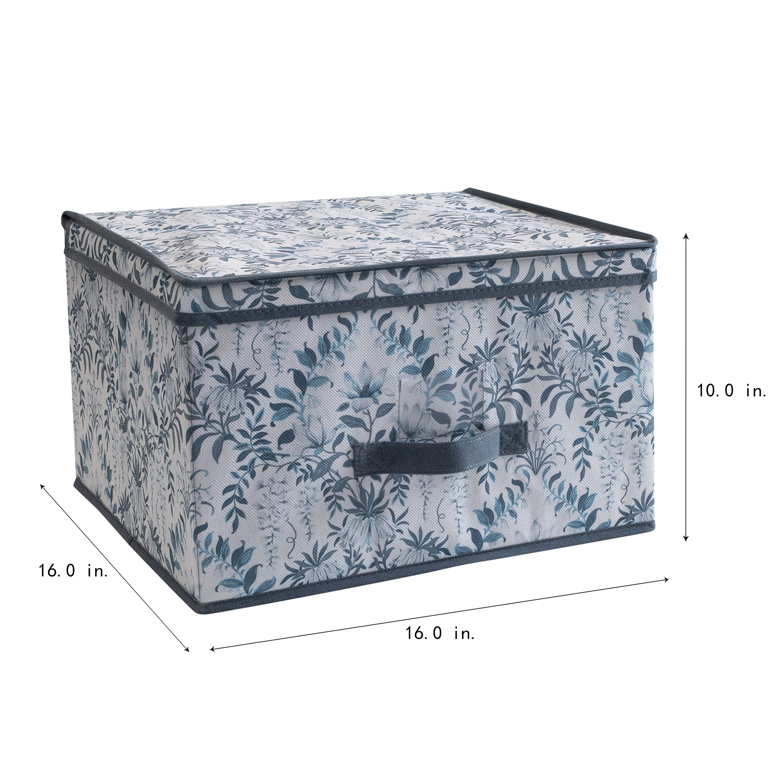 Laura Ashley Non-Woven Jumbo Storage Box | Dimensions: 16"x 16"x 10" | Foldable | Closet Organization | Parterre