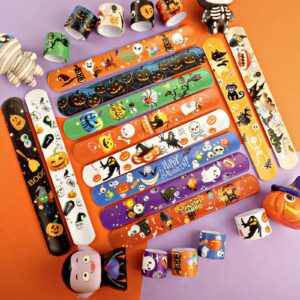 JDSTY 48 PCS Halloween Slap Bracelets Halloween Toys for Kids Girls Boys Halloween Party Favors Halloween Treat Bags Gifts…