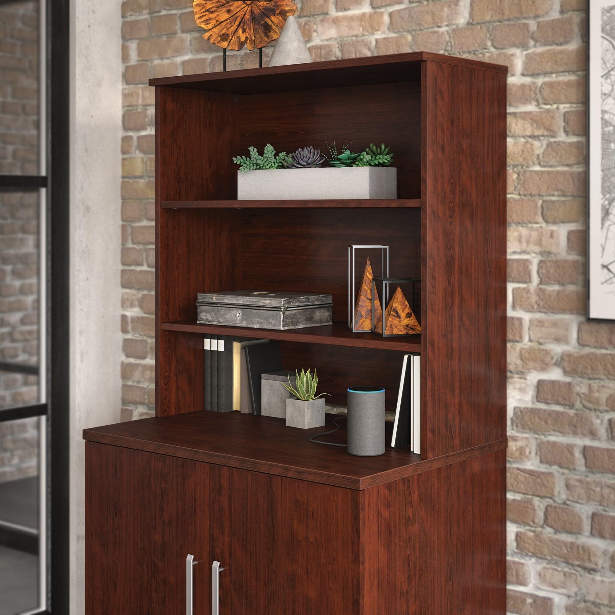 Sauder Office Works Affirm 36" X 36" Bookcase Hutch, Classic Cherry Finish