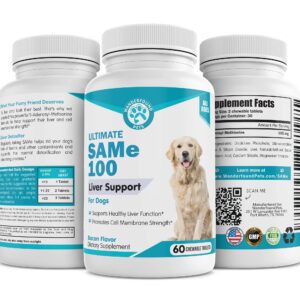 Same 100, Liver Support for Dogs, SAM e Chewable Hepatic Support for Dogs, Promotes Cell Membrane Strength, Bacon Flavor (60 Count)