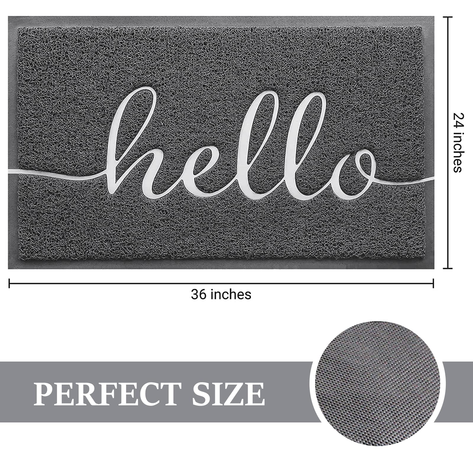 BeneathYourFeet Door Mat (36"x24",Dark Grey), Welcome Mat Low Profile Floor Mat Front Doormat Outdoor Door Rug Non Slip Rugs for Entryway, Patio, High Traffic Areas