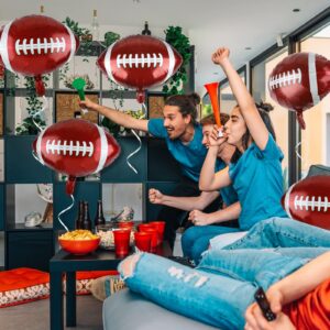 durony 12 Pieces 18 inches Football Balloons Football Themed Party Decorations Foil Mylar Rugby Ball Balloons for Birthday Sports Graduation Party