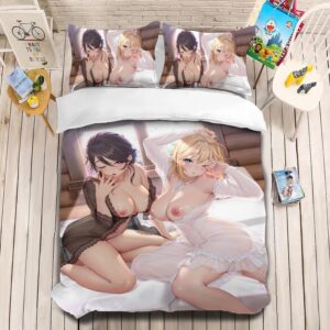 nichiyobi sexy anime girls uncensored poster duvet cover 3 piece bedding set,adults teen movie anime themed quilt cover (style 4,king104x90in + 20x36in*2)