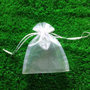 50 Pack Sheer Organza Bags White, 6 x 9 inches Christmas Wedding Shower Party Favors Gift Drawstring Bags Large Mesh Jewelry Pouches,Penetrating Light Fruit Protection Bags