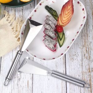 Klyuqoz Fruit Carving Knife, 2 Pack Fruit Cutter, Stainless Steel Vegetable Carving Tools, Triangular Shape DIY Carving Knives for Home Kitchen Platter Tray Decoration（Silver）