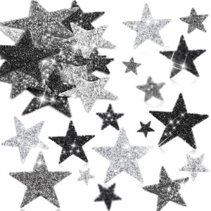 geosar 60 pcs iron on star patches star shape rhinestone appliques adhesive glitter star patches rhinestone appliques embellishments patches for diy (black, gray,mixed size)